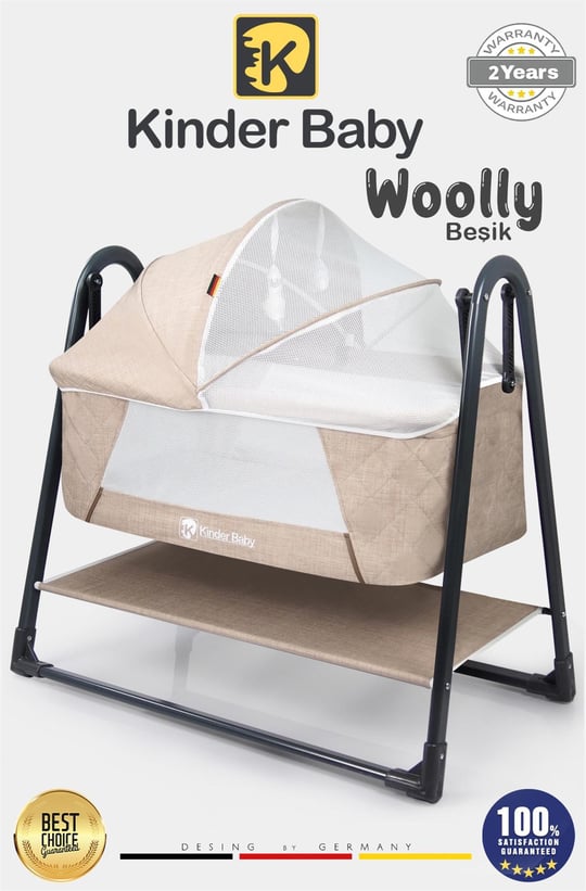 Kinder Baby Woolly Portatif Sallanır Anne Yanı Beşik Bej Knd1020