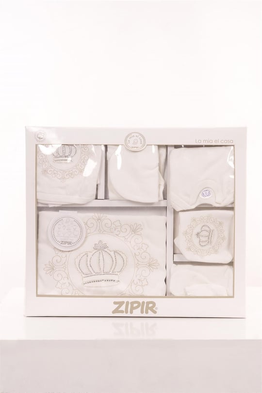 Kinder Baby Zıpır Erkek Bebek Taç Model 10'lu Hastane Çıkış Seti Beyaz 522
