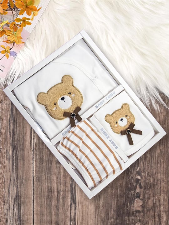 Kinder Baby Zuhu Ayıcıklı 5'li Hastane Çıkış Seti Kahverengi 0100
