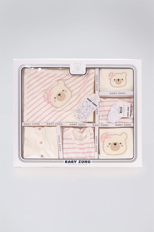 Kinder Baby Zuhu Kız Bebek 11'li Ayıcık Hastane Çıkış Seti Pembe 102