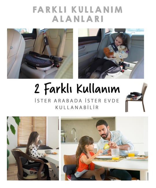 Kraft Flat Fix Booster Oto Koltuğu Kırmızı