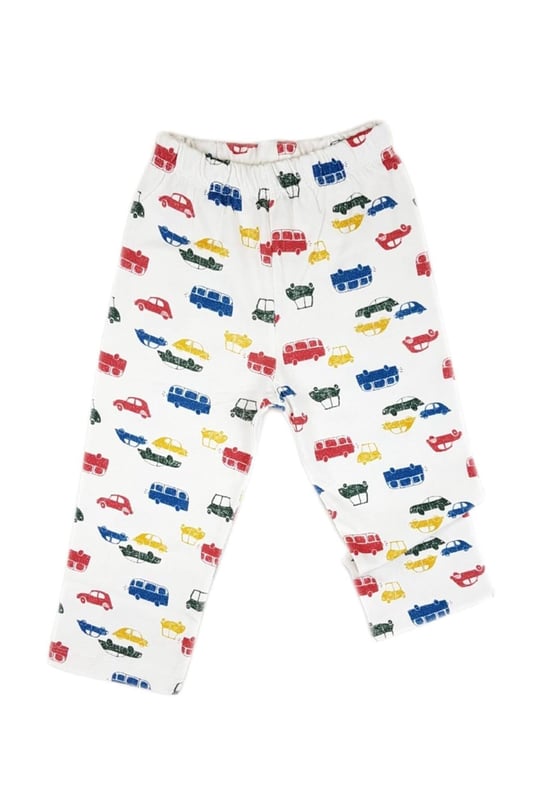 Luggi Baby Erkek Çocuk Araba Baskılı Pijama Takımı Ekru LG-5202