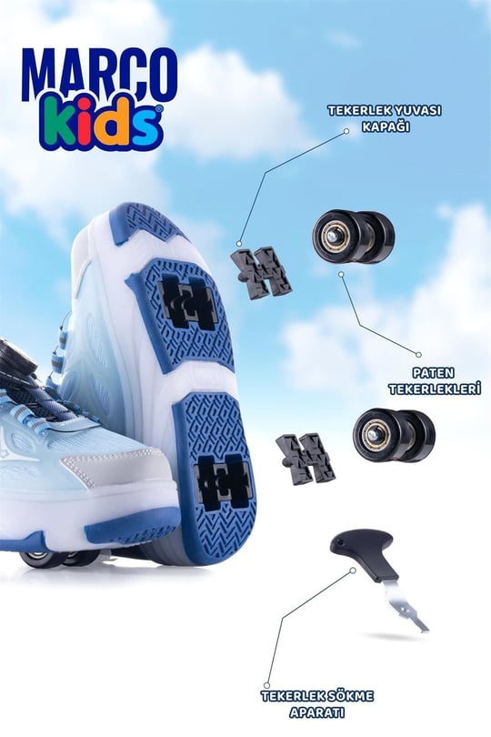 Marco Kids Erkek Çocuk Işıklı Paten Ayakkabı Mavi 26Y1801-P