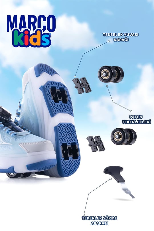 Marco Kids Erkek Çocuk Işıklı Paten Ayakkabı Mavi 26Y1801