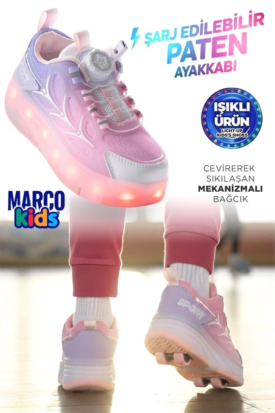 Marco Kids Kız Çocuk Işıklı Paten Ayakkabı Pembe 26Y1801-P