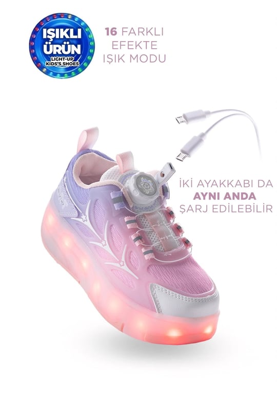 Marco Kids Kız Çocuk Işıklı Paten Ayakkabı Pembe 26Y1801