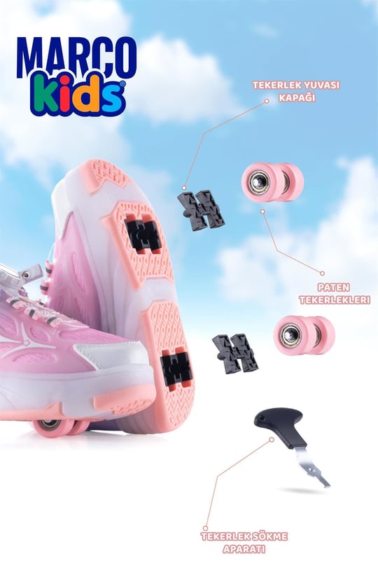 Marco Kids Kız Çocuk Işıklı Paten Ayakkabı Pembe 26Y1801
