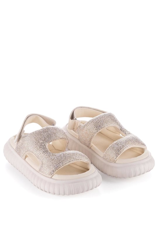 Marco Kids Kız Çocuk Taşlı Sandalet Krem 26Y846