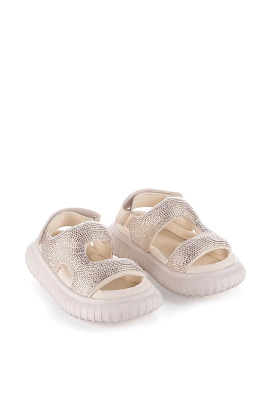 Marco Kids Kız Çocuk Taşlı Sandalet Krem 26Y845