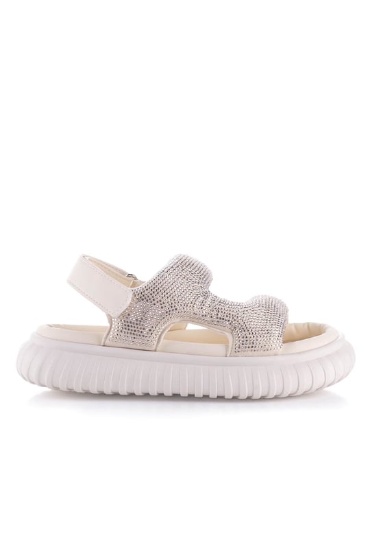 Marco Kids Kız Çocuk Taşlı Sandalet Krem 26Y846
