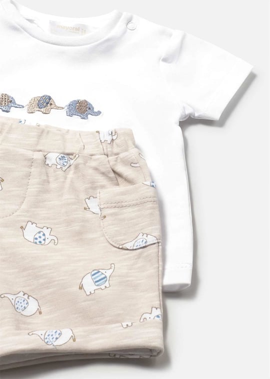 Mayoral Erkek Bebek 4'lü Tişört Şort Takım Mavi 1652