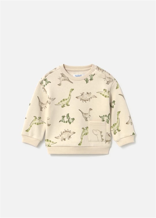 Mayoral Erkek Bebek Baskılı Cepli Sweatshirt Bej 2416