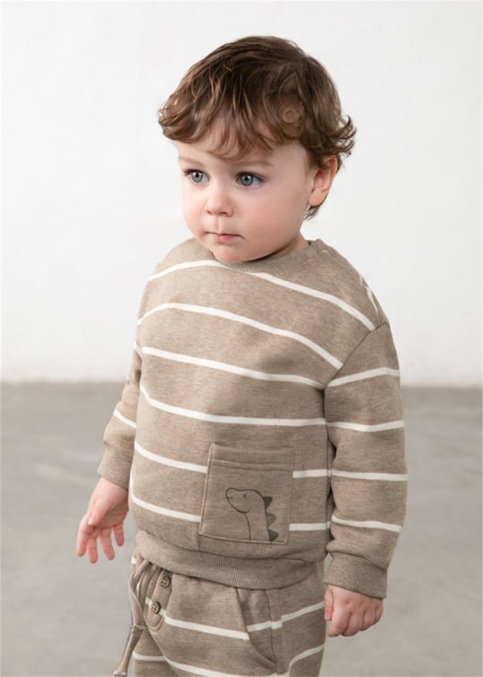 Mayoral Erkek Bebek Baskılı Cepli Sweatshirt Kahverengi 2416