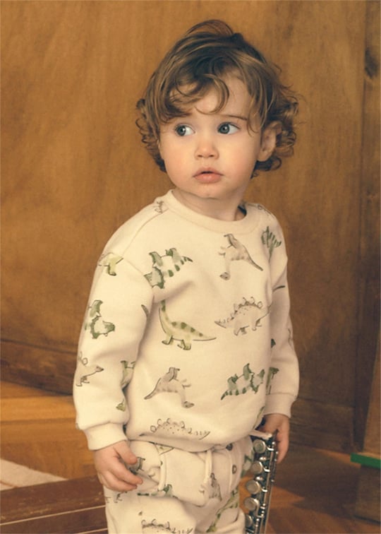 Mayoral Erkek Bebek Baskılı Cepli Sweatshirt Bej 2416