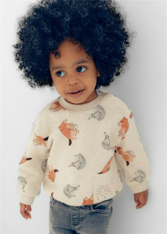 Mayoral Erkek Bebek Baskılı Cepli Sweatshirt Krem 2416