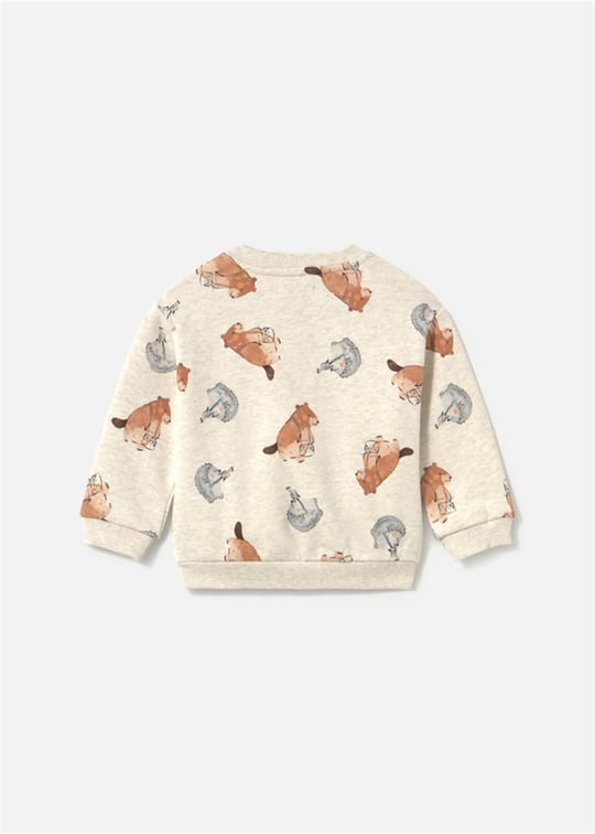 Mayoral Erkek Bebek Baskılı Cepli Sweatshirt Krem 2416