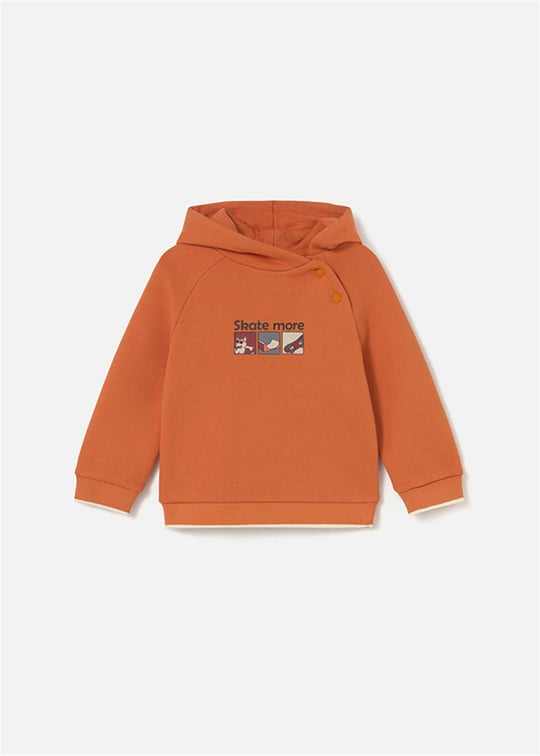 Mayoral Erkek Bebek Baskılı Kapüşonlu Sweatshirt Turuncu 2414