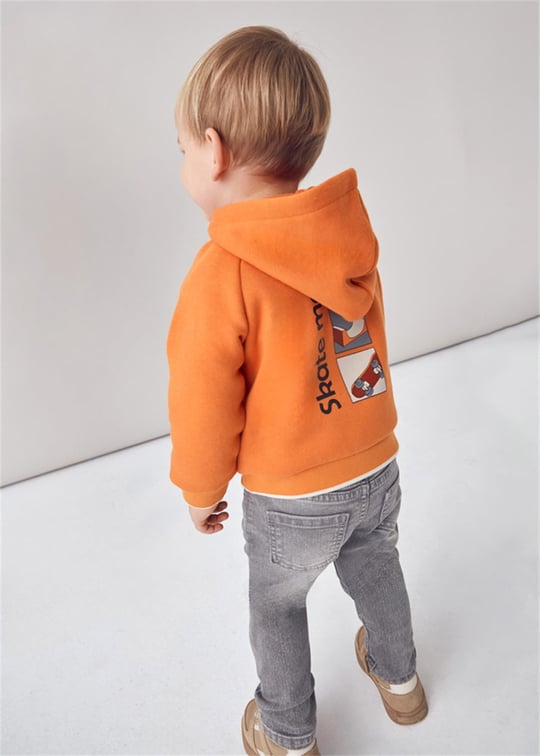 Mayoral Erkek Bebek Baskılı Kapüşonlu Sweatshirt Turuncu 2414