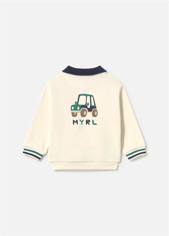 Mayoral Erkek Bebek Baskılı Polo Yaka Sweatshirt Krem 2419