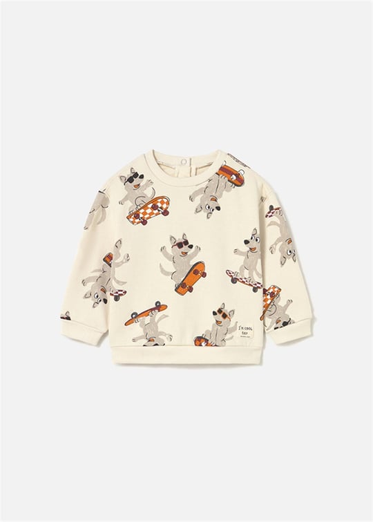 Mayoral Erkek Bebek Baskılı Sweatshirt Krem 2417