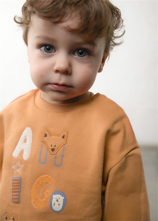 Mayoral Erkek Bebek Baskılı Sweatshirt Turuncu 2418