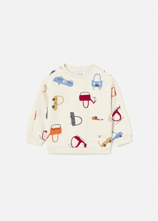 Mayoral Erkek Bebek Baskılı Sweatshirt Krem 2462