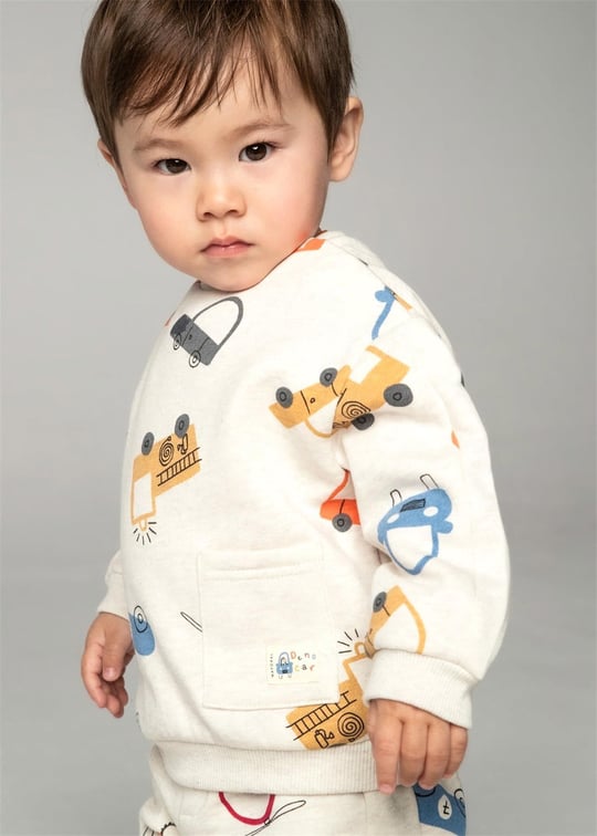 Mayoral Erkek Bebek Baskılı Sweatshirt Krem 2462