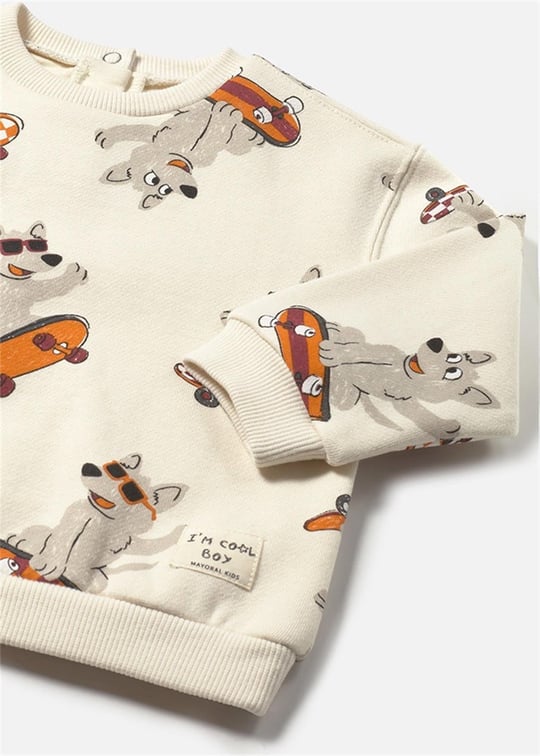 Mayoral Erkek Bebek Baskılı Sweatshirt Krem 2417