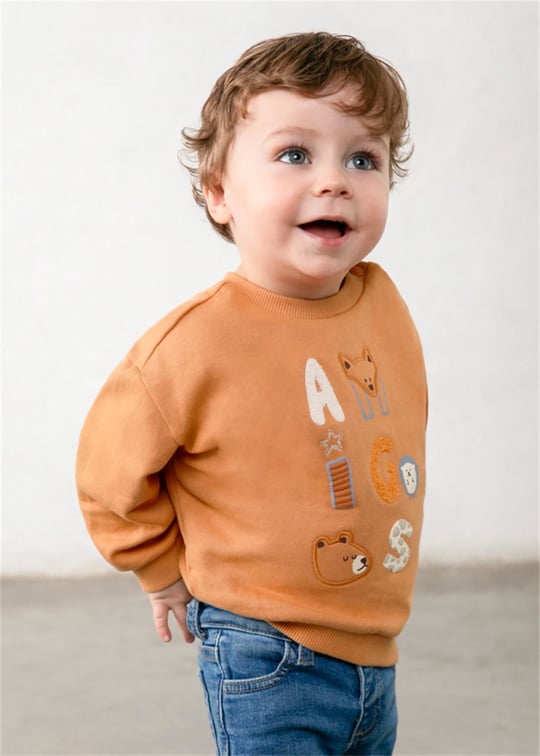 Mayoral Erkek Bebek Baskılı Sweatshirt Turuncu 2418