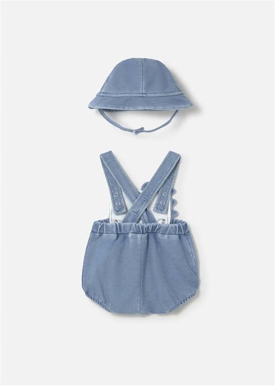 Mayoral Erkek Bebek Denim Şapkalı Salopet Takım Mavi 1650