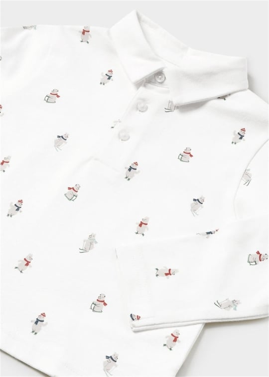 Mayoral Erkek Bebek Polo Yaka Uzun Kollu Tişört Krem 2182