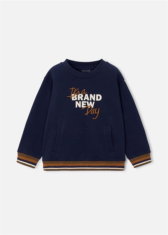 Mayoral Erkek Çocuk Baskılı Cepli Sweatshirt Lacivert 4462