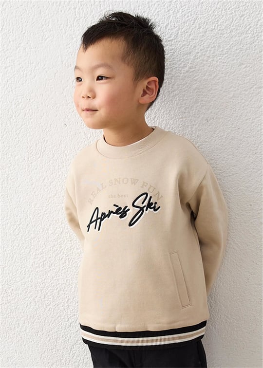 Mayoral Erkek Çocuk Baskılı Cepli Sweatshirt Bej 4462
