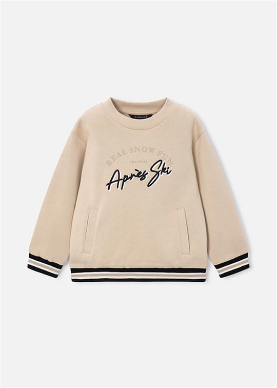 Mayoral Erkek Çocuk Baskılı Cepli Sweatshirt Bej 4462