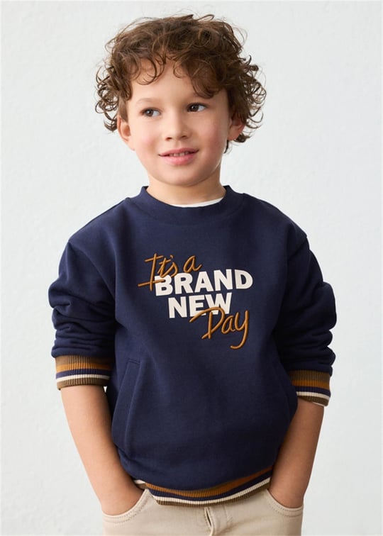 Mayoral Erkek Çocuk Baskılı Cepli Sweatshirt Lacivert 4462