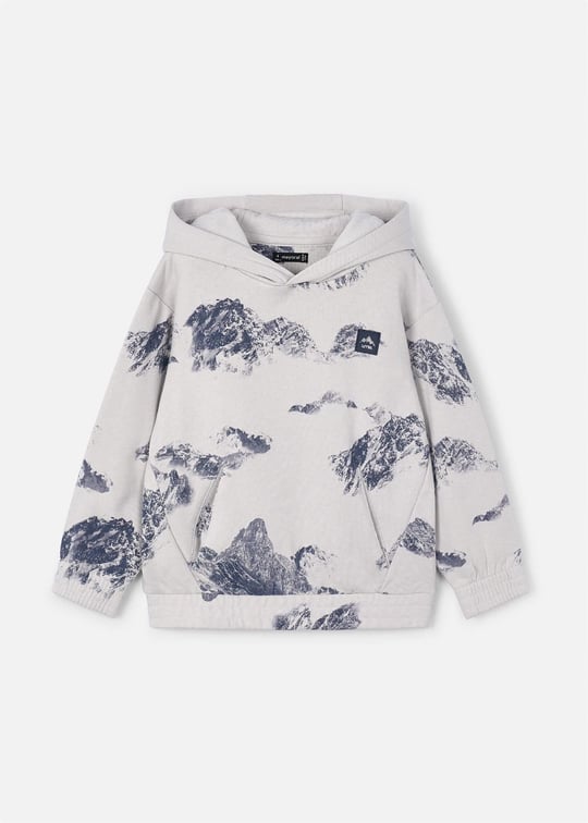 Mayoral Erkek Çocuk Baskılı Kapüşonlu Sweatshirt Gri 4403