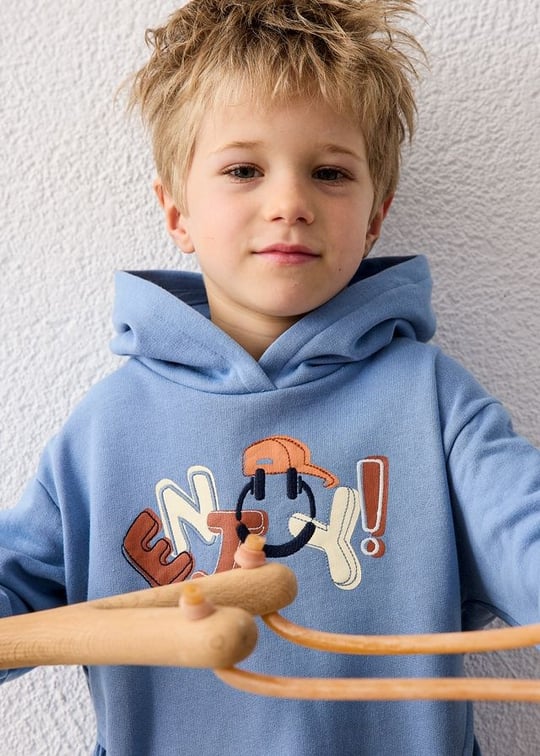 Mayoral Erkek Çocuk Baskılı Kapüşonlu Sweatshirt Mavi 4456