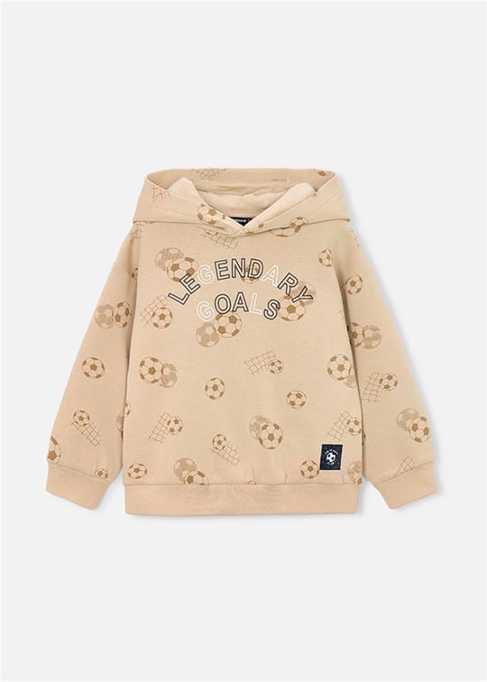 Mayoral Erkek Çocuk Baskılı Kapüşonlu Sweatshirt Bej 3435