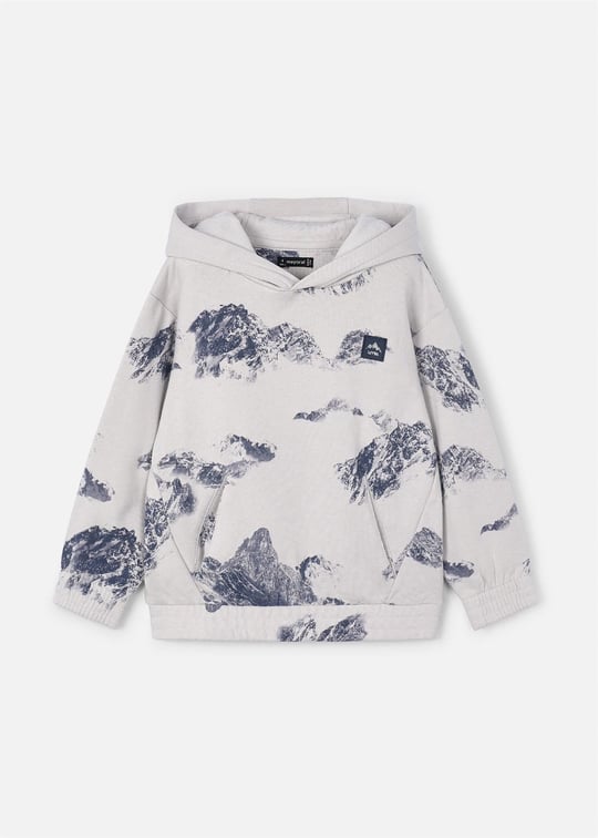Mayoral Erkek Çocuk Baskılı Kapüşonlu Sweatshirt Gri 4403