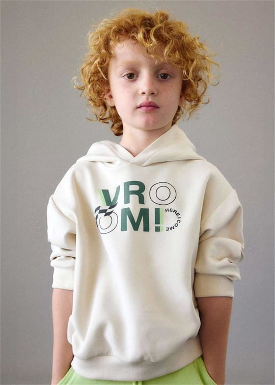 Mayoral Erkek Çocuk Baskılı Kapüşonlu Sweatshirt Krem 3435