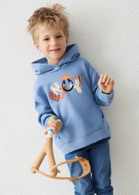 Mayoral Erkek Çocuk Baskılı Kapüşonlu Sweatshirt Mavi 4456