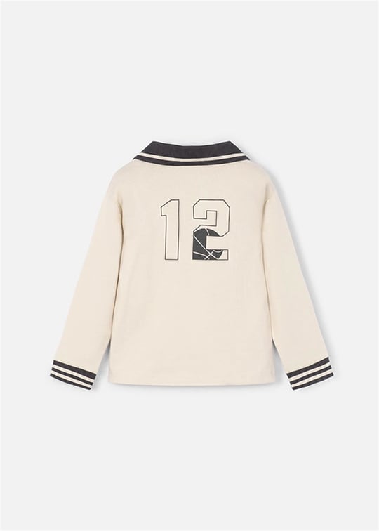 Mayoral Erkek Çocuk Baskılı Polo Yaka Sweatshirt Bej 4120