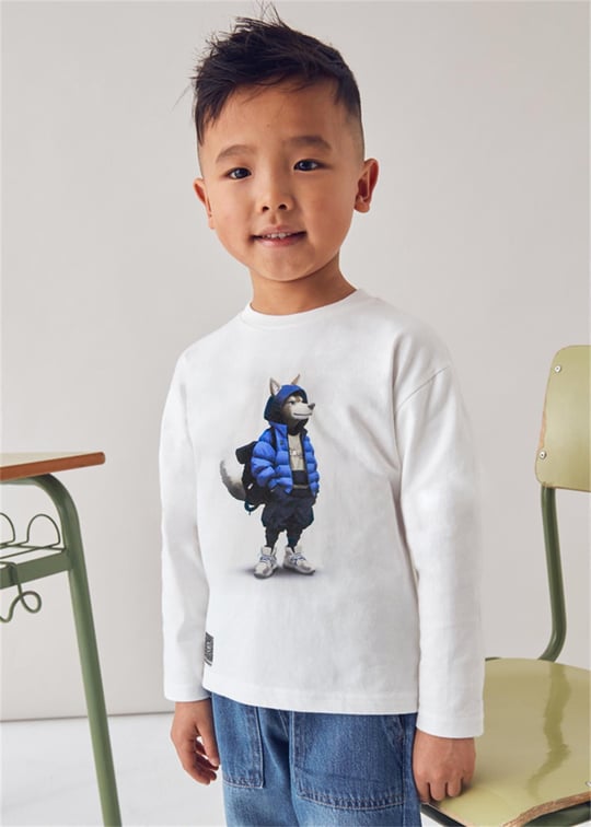 Mayoral Erkek Çocuk Baskılı Sweatshirt Krem 4083