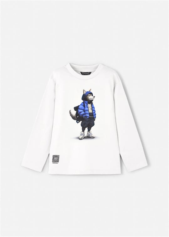 Mayoral Erkek Çocuk Baskılı Sweatshirt Krem 4083