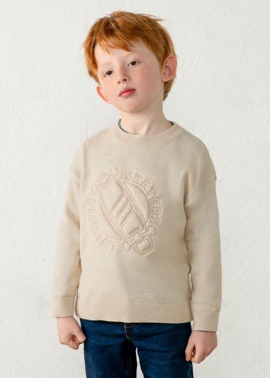 Mayoral Erkek Çocuk Baskılı Sweatshirt Bej 4304