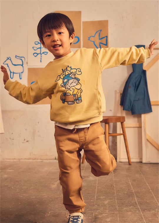 Mayoral Erkek Çocuk Baskılı Sweatshirt Sarı 4454