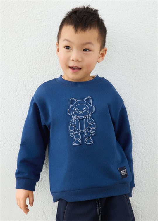 Mayoral Erkek Çocuk Baskılı Sweatshirt Lacivert 4459