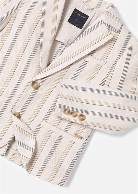 Mayoral Erkek Çocuk Çizgili Keten Blazer Ceket Bej 3485