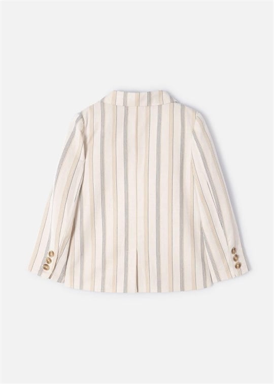 Mayoral Erkek Çocuk Çizgili Keten Blazer Ceket Bej 3485
