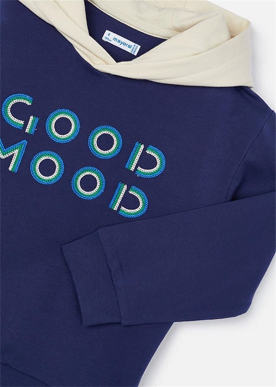 Mayoral Erkek Çocuk İşlemeli Kapüşonlu Sweatshirt Lacivert 3482